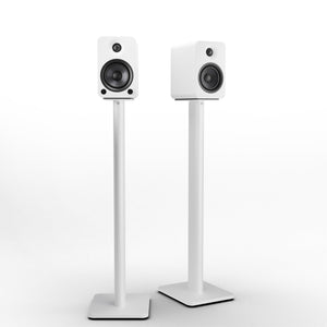 Kanto YU4 140W Powered Bookshelf Speakers | Bluetooth & Phono Preamp | Matte White | SP32PLW White Stand Bundle