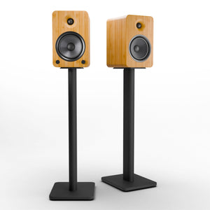 Kanto YU6 200W Powered Bookshelf Speakers | Bluetooth & Phono Preamp | Bamboo | SP26PL Black Stand Bundle