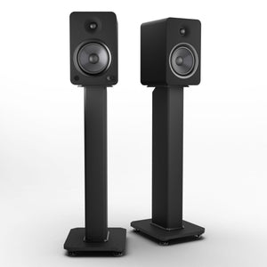 Kanto YU6 200W Powered Bookshelf Speakers | Bluetooth & Phono Preamp | Matte Black | SX26 Black Stand Bundle
