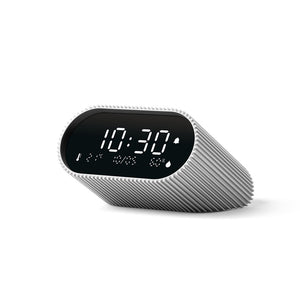 Lexon Ray LCD Alarm Clock | Temperature/Humidity Display | Aluminum Polish