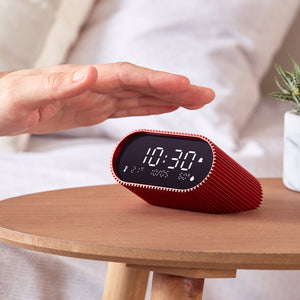 Lexon Ray LCD Alarm Clock | Temperature & Humidity Display | Red