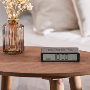 Lexon Flip Classic Reversible Alarm Clock | Grey | Compact & Modern Design