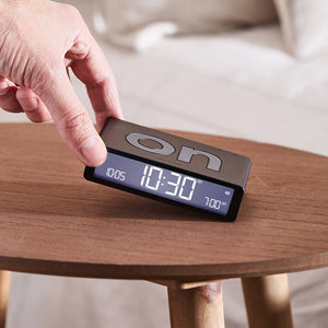 Lexon Flip Alarm Clock | Classic Reversible | Portable Travel Clock | Black