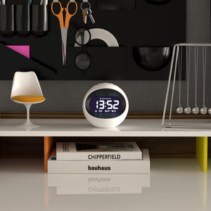 Centre Of The Earth LCD Alarm Clock | White