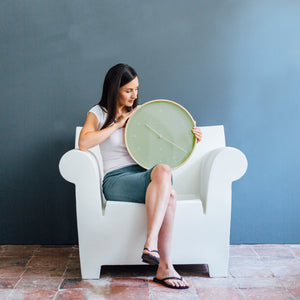 Mr Clarke Clock | Pale Wood | Bubble Green Dial 133