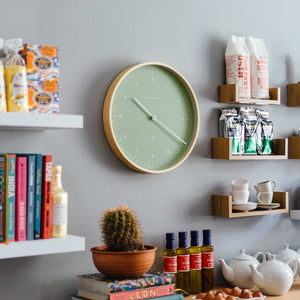 Mr Clarke Clock | Pale Wood | Bubble Green Dial 133