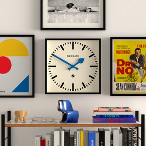 Number Five Wall Clock | Black | Blue Hands