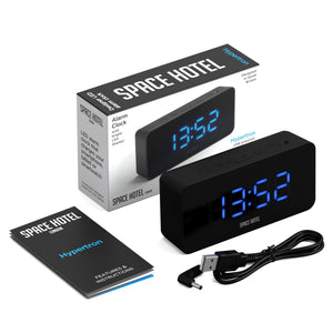 Space Hotel Hypertron Alarm Clock | Black Case | Black Lens | Blue LED