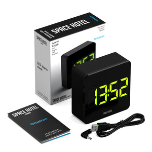 Space Hotel Orbatron Alarm Clock | Black Case | Black Lens | Green LED