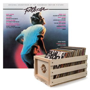 Crosley Record Storage Crate + Footloose Vinyl Album Bundle | 80s Soundtrack Collection
