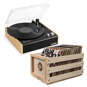Victrola Eastwood Turntable | Bundled Record Storage Crate