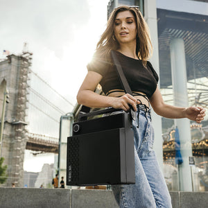 Victrola Revolution Go Turntable | Black | Bundled Record Storage Crate