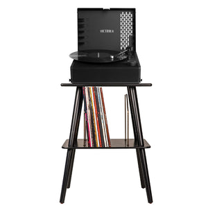 Victrola Revolution Go Turntable | Black | Entertainment Stand Bundle | Black