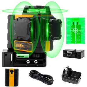 KAIWEETS Green Laser Level | KT360A | 3 x 360° Rotary Self-Leveling | 1 Rechargeable Battery