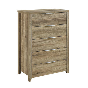 5-Piece Bedroom Suite | Natural Wood-like MDF | Double Size Oak Colour Bed | Bedside Table | Tallboy & Dresser