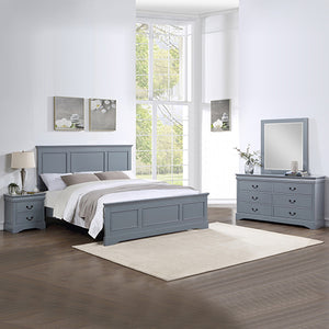 4-Piece Bedroom Suite | Solid Wood & MDF | Queen Size | Grey Colour | Bed, Bedside Table & Dresser