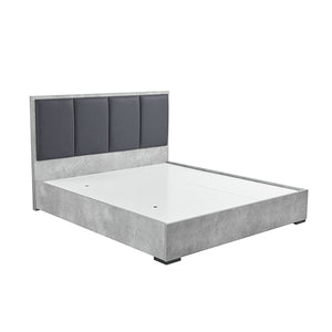 Queen Bed Frame | Fabric Upholstery | MDF | Cement Colour