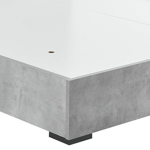 Queen Bed Frame | Fabric Upholstery | MDF | Cement Colour