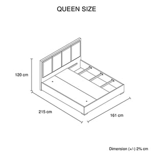 Queen Bed Frame | Fabric Upholstery | MDF | Cement Colour