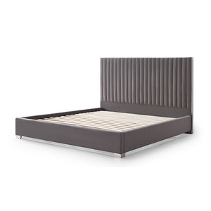 Hillsdale Bed Frame | Polyester Fabric Padded Upholstery | High-Quality Slats | Polished Stainless Steel Feet