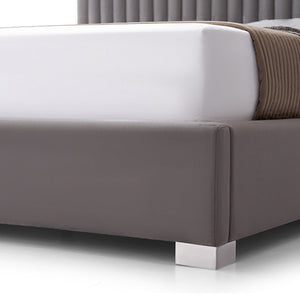 Hillsdale Bed Frame | Polyester Fabric Padded Upholstery | High-Quality Slats | Polished Stainless Steel Feet