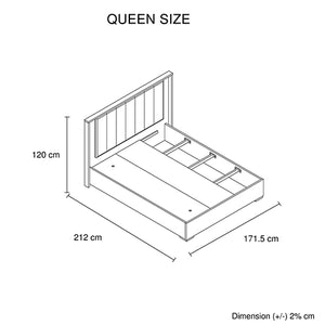 Queen Bed Frame | Fabric Upholstery | MDF | LED Headboard | Champagne Colour