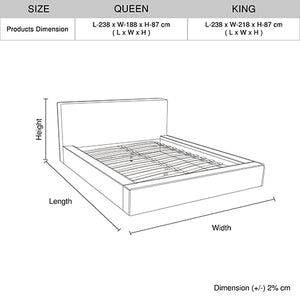 Ralph Queen Bed Frame | Fabric Upholstery | KD Slat | Sturdy Construction