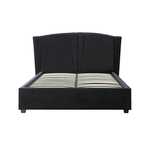 Roman Bed Frame Double Size | Black Velvet Fabric | Gas Lift | Plywood & Metal Structure