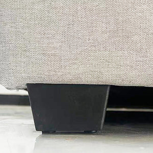 Veronica Bed Frame Queen Size | Winged Grey Linen Fabric | Seam Grid Pattern | Gas Lift | Plywood & Metal Structure