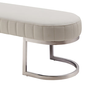 Hilda Bench Chair | Air Leather Padded Upholstered Seat | Polished Stainless Steel Feet