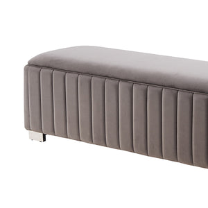 Mercer Bench Chair | Fabric Padded Upholstered Seat | Polished Stainless Steel Feet