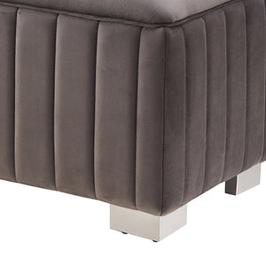 Mercer Bench Chair | Fabric Padded Upholstered Seat | Polished Stainless Steel Feet