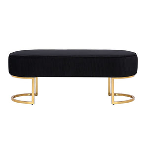 Noori Bench Chair | Black Velvet | Plush Upholstery | Elegant Design