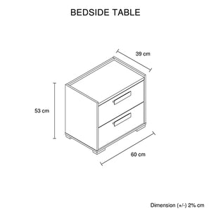 Bedside Table with 2 Storage Drawers | MDF | Black & Cement Combination | Nightstand