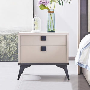 Bedside Table with 2 Storage Drawers | MDF | Champagne & Black Combination | Nightstand