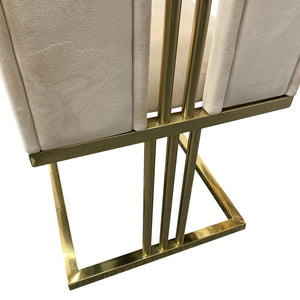 2X Dining Chair | Stainless Gold Frame & Seat | Beige Fabric