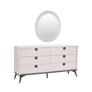 Dressing Chest with 6 Storage Drawers | MDF | Mirror | Champagne & Black Combination