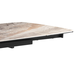 Extendable Dining Table | MDF Ceramic Glass Top | Decorative Stripe Design | Modern Dining Room Furniture