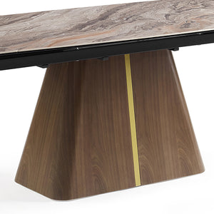Extendable Dining Table | MDF Ceramic Glass Top | Decorative Stripe Design | Modern Dining Room Furniture