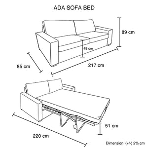 Ada Multifunctional 3 Seater Sofa Bed | Fabric Upholstery | Wooden Structure
