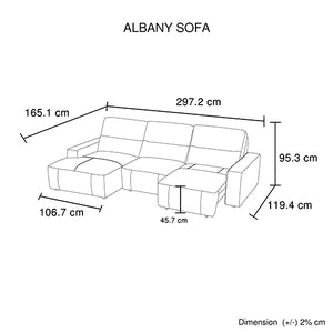 Albany 3 Seater Sectional Chaise | Genuine Leather | Sofa Bed | Comfortable Seating