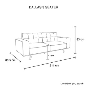 3 Seater Sofa | Fabric Upholstery | Grey Colour | Pocket Spring Wooden Frame