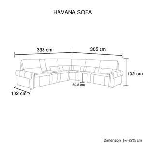 Havana 6 Seater Genuine Leather Recliner Sofa | Power Slide Chaise | Zero Gravity Mechanism