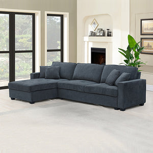 Corner Sofa Chaise | Polyester Fabric | Multilayer Comfort | 2 Pillows | Individual Pocket Spring Support