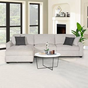 Milano Corner Sofa Chaise | Polyester Fabric | Multilayer Cushions | Two Pillows Attached | Individual Pocket Spring