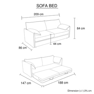 3 Seater Multifunctional Sofa Bed | Fabric Upholstery | New Foam Pocket Spring