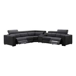 Washington Genuine Leather 6 Seater Corner Sofa with 2 Electric Recliners & Reversible Console