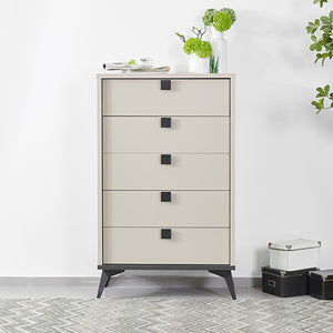 Tallboy with 5 Storage Drawers | MDF | Champagne & Black Combination