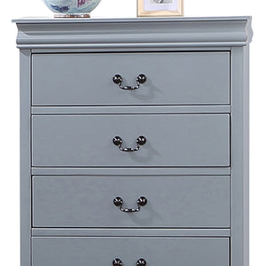 Tallboy with 5 Storage Drawers | Solid Wood | Metal Handles | Grey