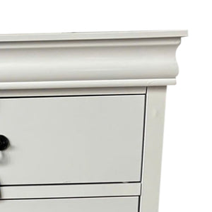 Tallboy with 5 Storage Drawers in Solid Wood | Metal Handles | White Colour